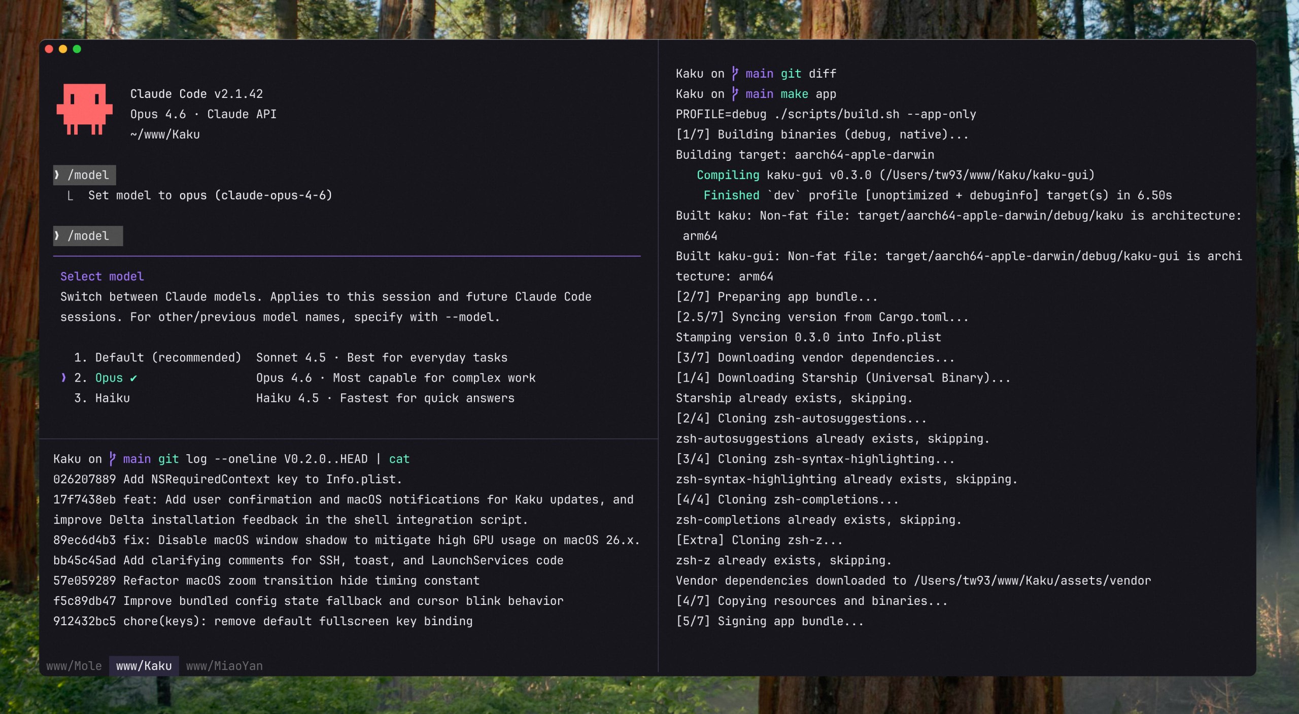 Kaku 深色主题 - AI 面板